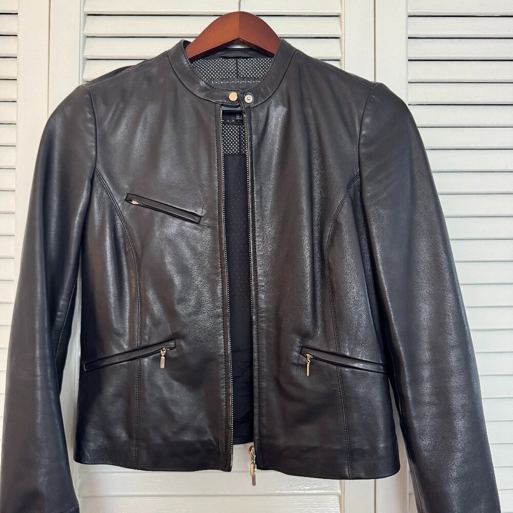 Massimo Dutti Black Leather Jacket